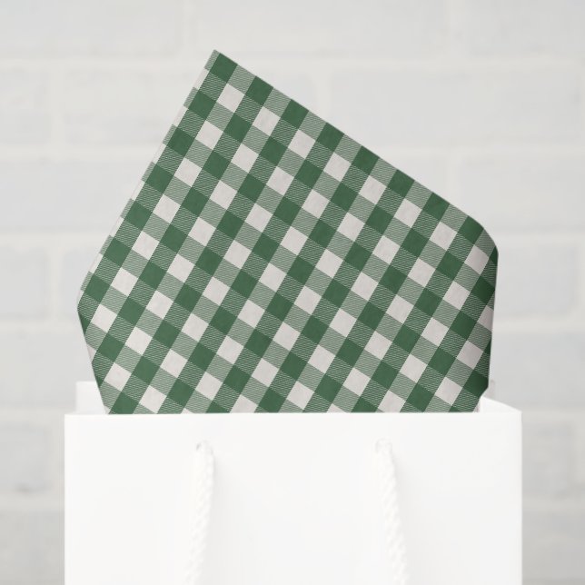 Papel De Seda Pine Needle Lane - Pine Green Gingham Pattern (Sacola de presentes)
