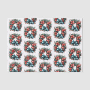 Papel De Seda Pine Wreath com Holly Christmas Standard