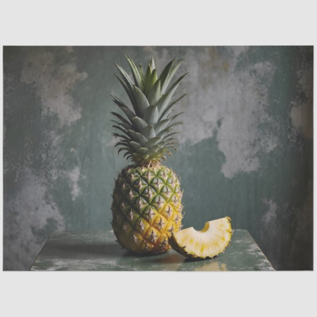 Papel De Seda Pineapple & Slice Rustic Grunge Decoupage  (Frente )