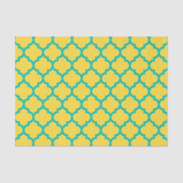 Papel De Seda Pineapple Teal Marroquino Quatrefoil Padrão #5 (Frente )