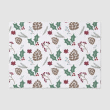 Pinecone, Holly & Berries Red, Verde Branco