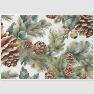 Papel De Seda Pinecones de Aquarela, Colagem Natureza de Ramais 