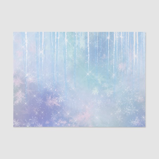Papel De Seda Pingentes de Gelo Flocos de Neve Cristais Azul Rox (Frente )