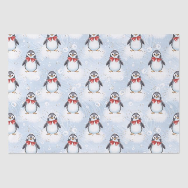 Papel De Seda Pinguim Bonito Natal (Frente )