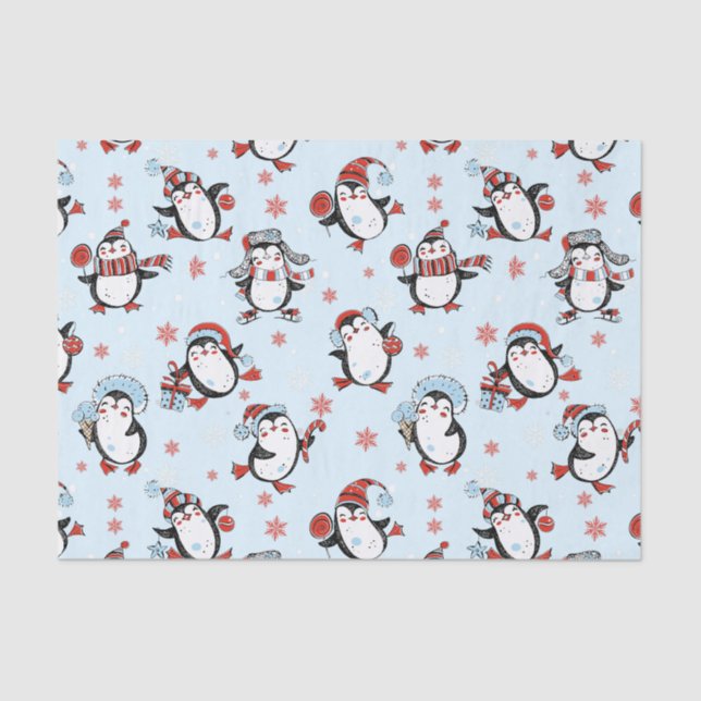 Papel De Seda Pinguim Cute Pinguin Winter Season Standard (Frente )