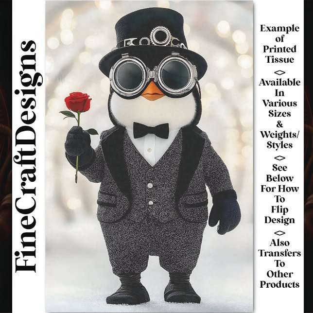 Papel De Seda Pinguim `De Terno Brindando Cheers AH5O Decoupage (Criador carregado)