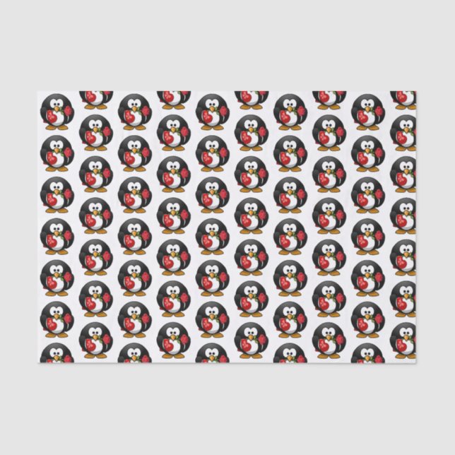 Papel De Seda Pinguim do Dia dos Namorados com Presente de Choco (Frente )