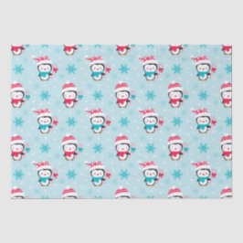 Papel De Seda Pinguim Inverno Cachorro de Natal