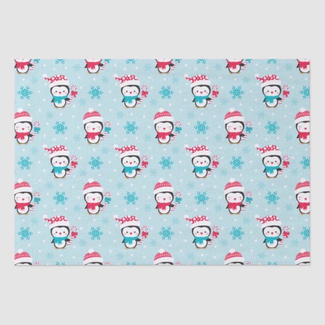 Papel De Seda Pinguim Inverno Cachorro de Natal (Frente )