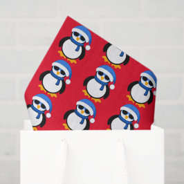 Papel De Seda Pinguim legal bonito, padrão de inverno vermelho