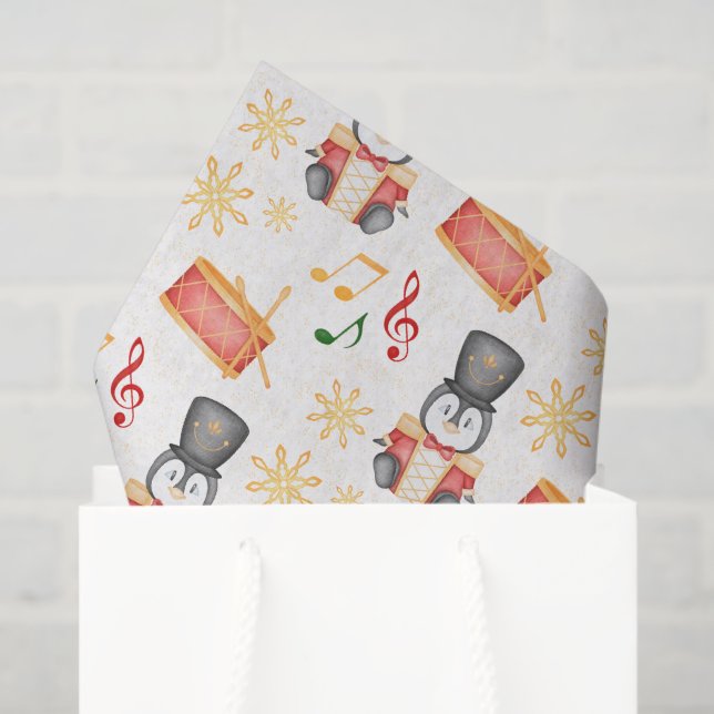 Papel De Seda Pinguim Pingueiro Noivo de Natal Vermelho (Sacola de presentes)