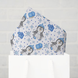 Papel De Seda Pinguim-Pinguim-Pato-de-Gelo Azul