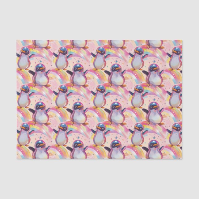 Papel De Seda Pinguins cotovelos e padrão de estrelas (Frente )