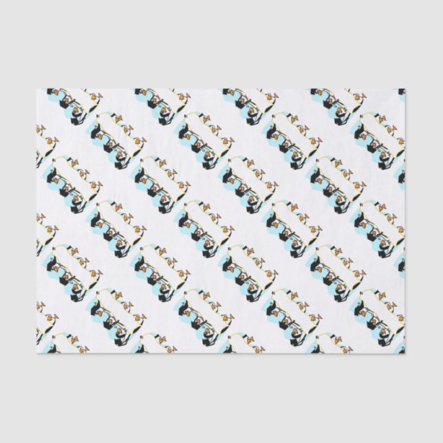 Papel De Seda Pinguins de dança felizes com faixa (Frente )