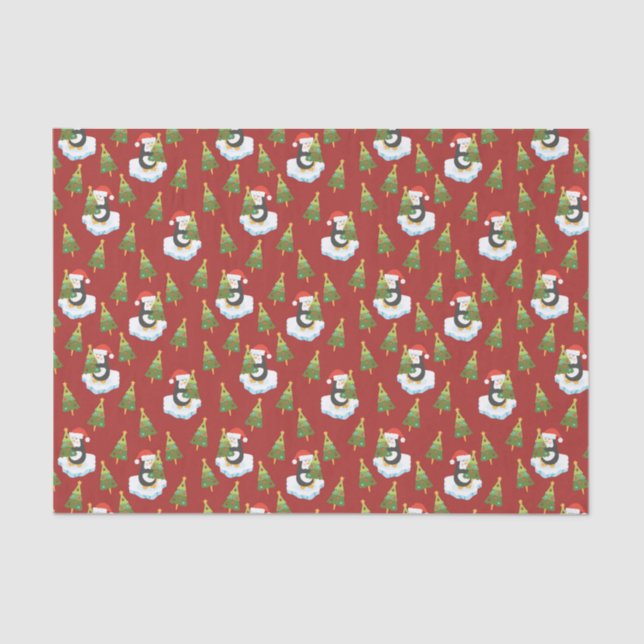 Papel De Seda Pinguins de Natal (Frente )