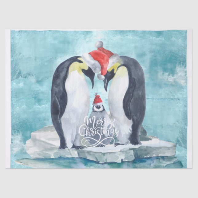 Papel De Seda Pinguins de Natal (Frente )