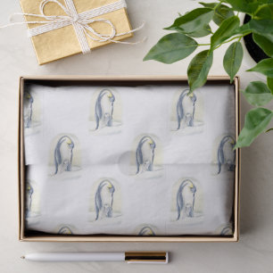 Papel De Seda Pinguins fofos no padrão de aquarela de abraço de