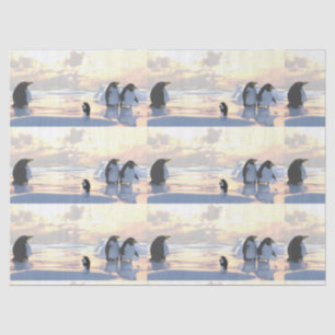 Papel De Seda pinguins se resfriando em um bote de gelo