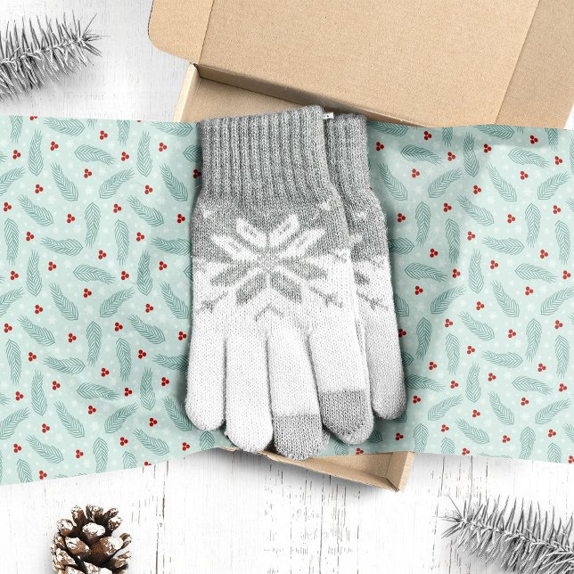 Papel De Seda Pinhas e Bagas Botânicas Natal  (Criador carregado)
