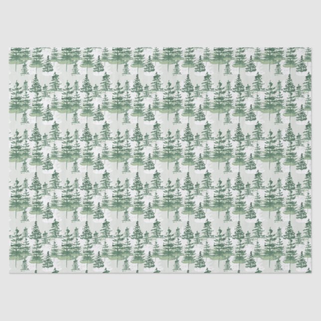 Papel De Seda Pinheiros com Aquarela Moderna, Natal (Frente )