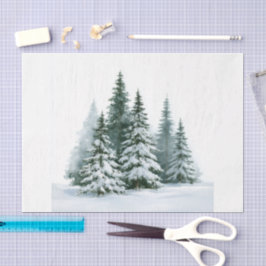 Papel De Seda Pinheiros de Inverno