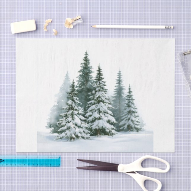 Papel De Seda Pinheiros de Inverno (Arte )