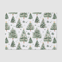 Papel De Seda Pinheiros de Natal Padrão Whimsical