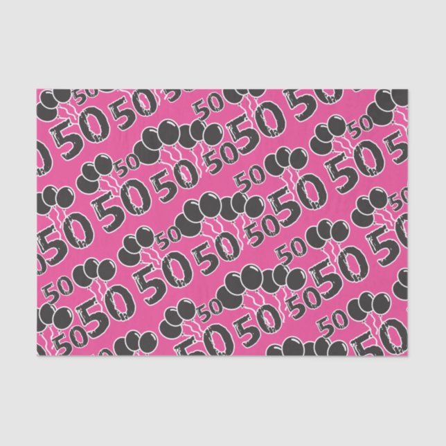 Papel De Seda PINK 50th Birthday Tissue Paper (Frente )
