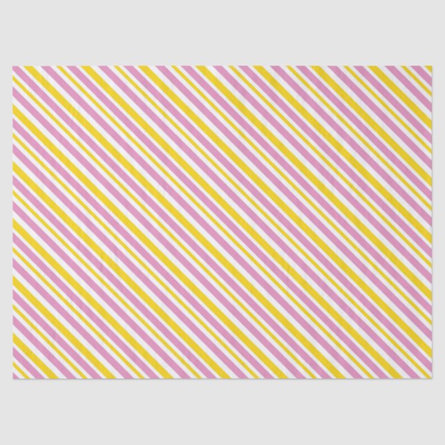 PAPEL DE SEDA PINK AMARELO FITAS DE DIAGONAL BRANCO (Frente )