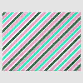 Papel De Seda Pink and Green Christmas Candy Stripes 