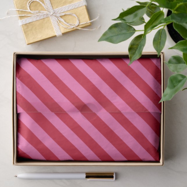 Papel De Seda Pink and Red Christmas Peppermint Stripes  (Presente)