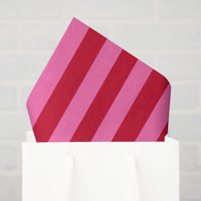Papel De Seda Pink and Red Peppermint Stripes (Sacola de presentes)