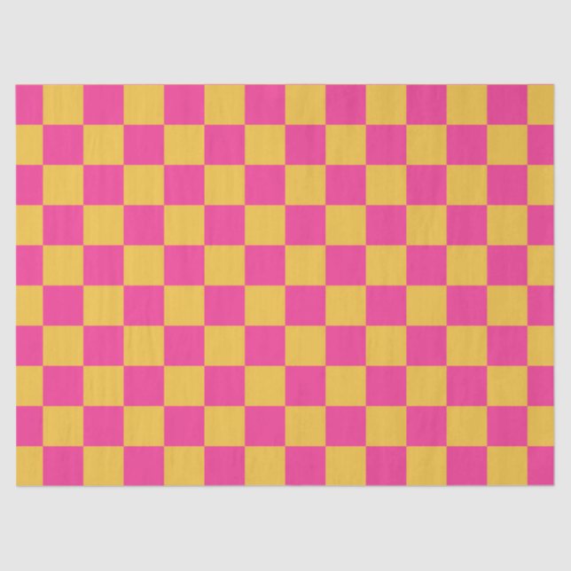 Papel De Seda Pink and Yellow Checkerboard (Frente )
