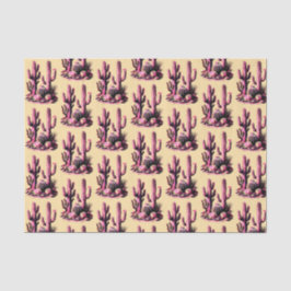 Papel De Seda Pink Cacti Batch-Tan Background