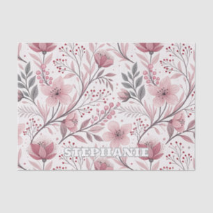 Papel De Seda Pink Cherry Blossom Sakura Pattern on White (3)
