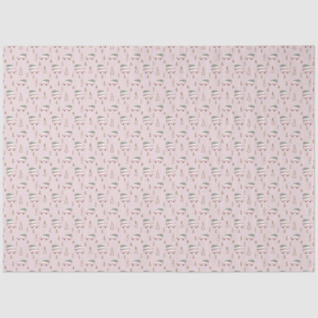 Papel De Seda Pink Christmas Tissue paper (Frente )