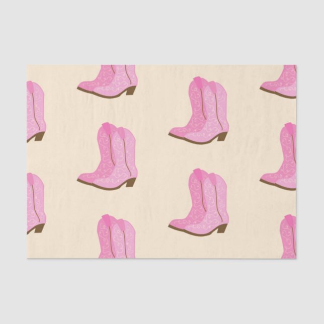 Papel De Seda Pink Cowgirl Cowboy Boots Country Texas Ranch (Frente )