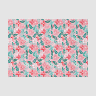 Papel De Seda Pink e Poinsettias de Natal Verdes