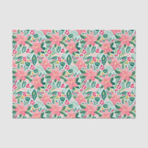 Papel De Seda Pink e Poinsettias de Natal Verdes