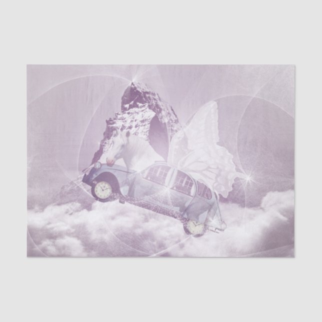 Papel De Seda Pink Fantasy Flying Horly Carro Borboleta Fada Win (Frente )