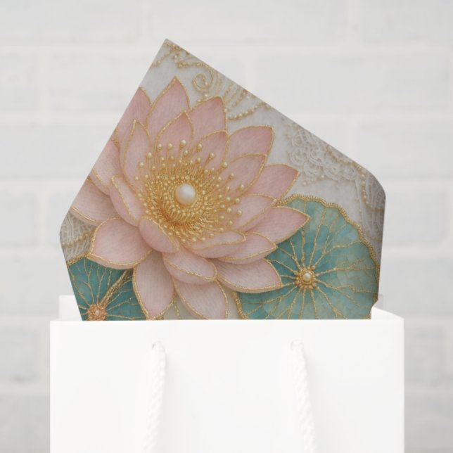 Papel De Seda Pink & Green Floral Tissue Paper (Sacola de presentes)