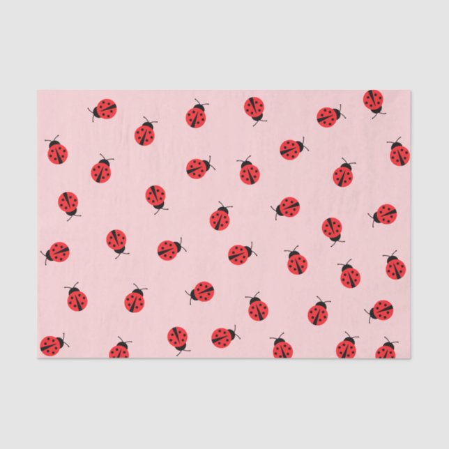 Papel De Seda Pink Ladybug Tissue Paper (Frente )