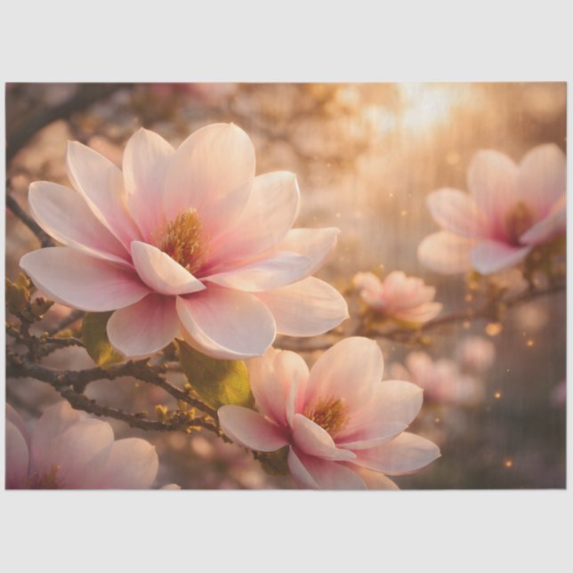 Papel De Seda Pink Magnolia Blossom Decoupage (Frente )