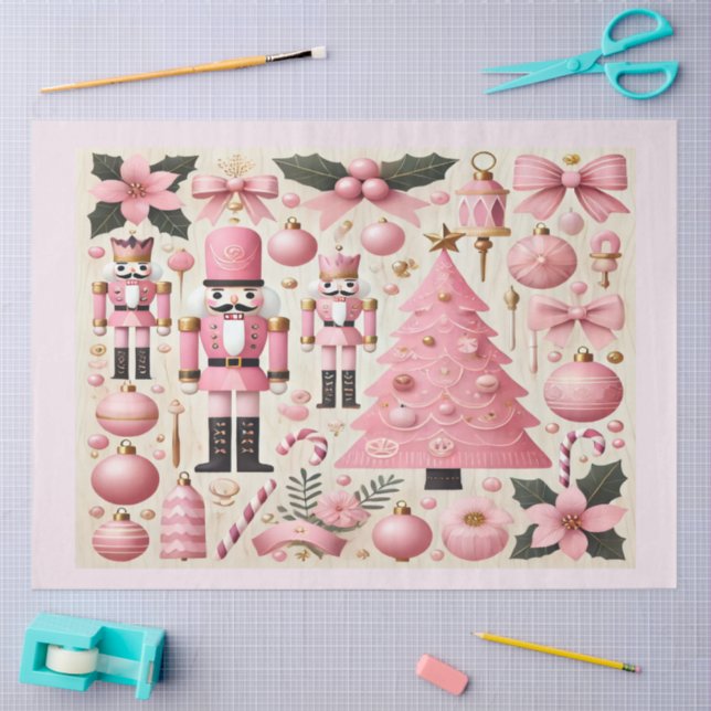Papel De Seda Pink Nutcracker Christmas Tree Gift Bag (Arte )