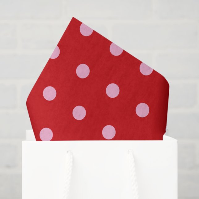 Papel De Seda Pink on Red Polka Dots  (Sacola de presentes)
