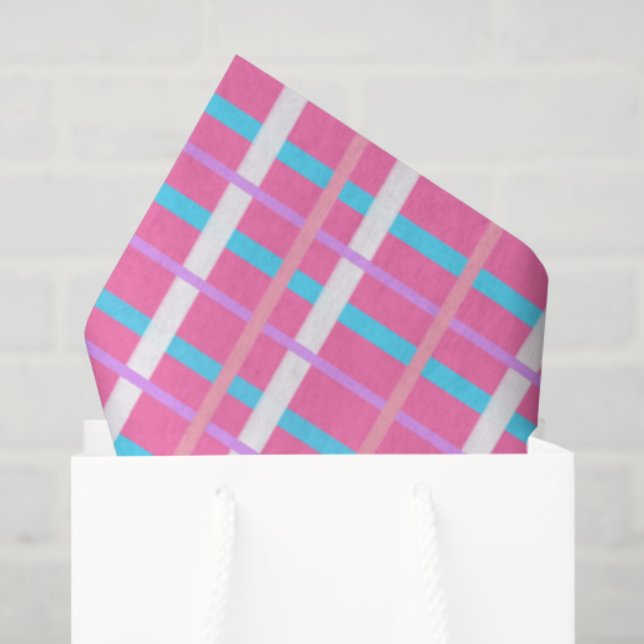 Papel De Seda Pink Plaid Pop (Sacola de presentes)