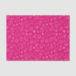 Papel De Seda Pink-quente festivo e padrão de natal branco de in