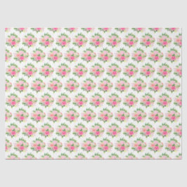 Papel De Seda Pink Roses Flowers and Greenery