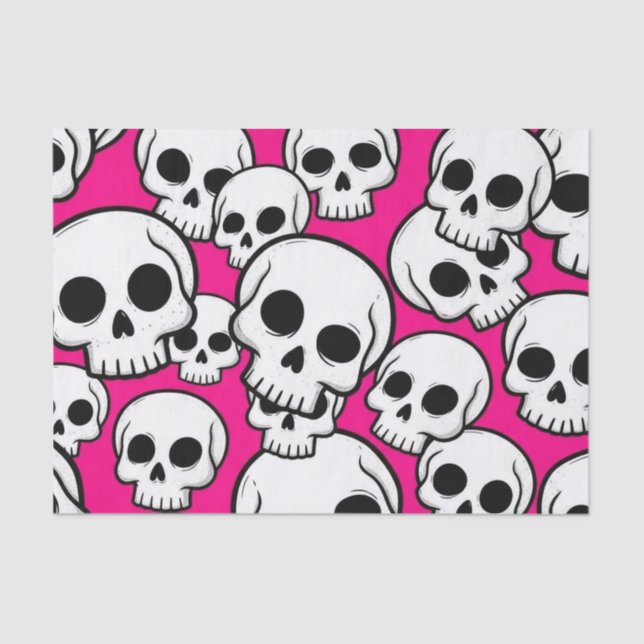 Papel De Seda Pink Skull Pattern Tissue Paper (Frente )