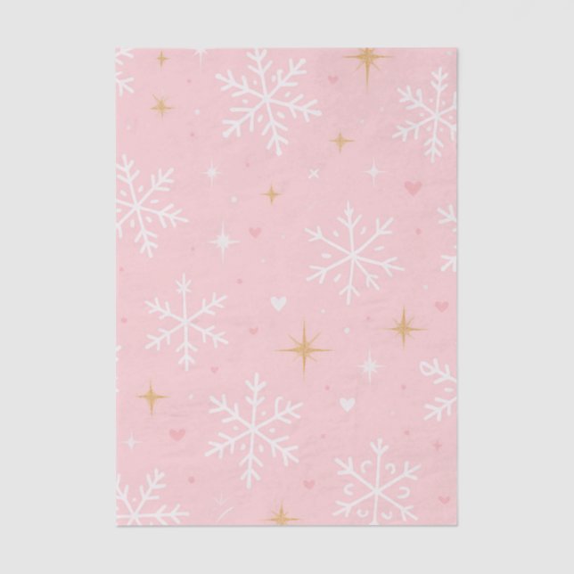 Papel De Seda Pink Snowflake & Gold Sparkle Christmas  (Frente )